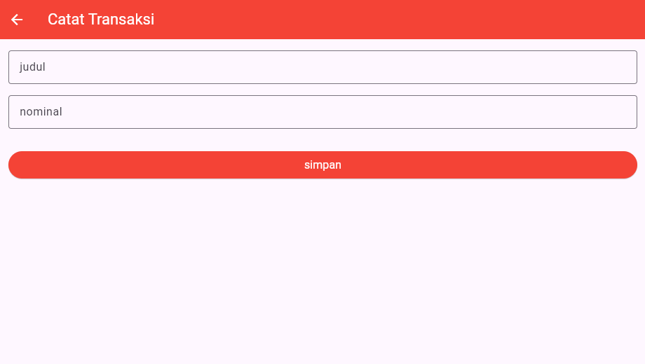 Tampilan Layar Formulir Pencatatan